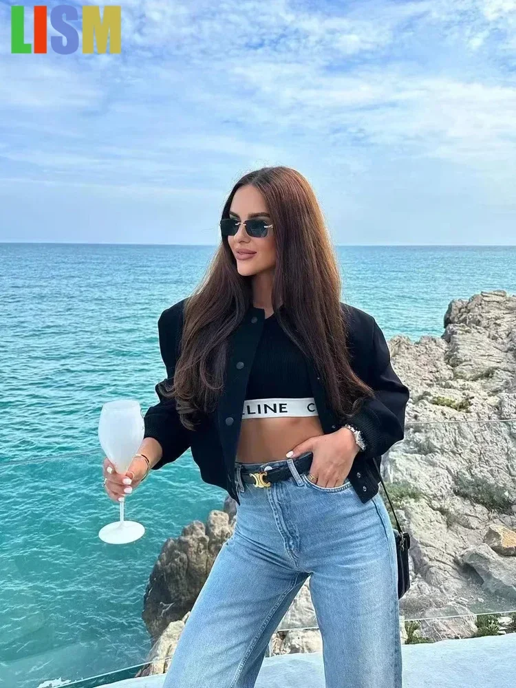 LISM Winter White coat female Woman Jackets Bomber Button Cropped Aviator Jackets Casual Long Sleeve Solid Coats
LISM Winter White coat female Woman Jackets Bomber Button Cropped Aviator Jackets Casual Long Sleeve Solid Coats