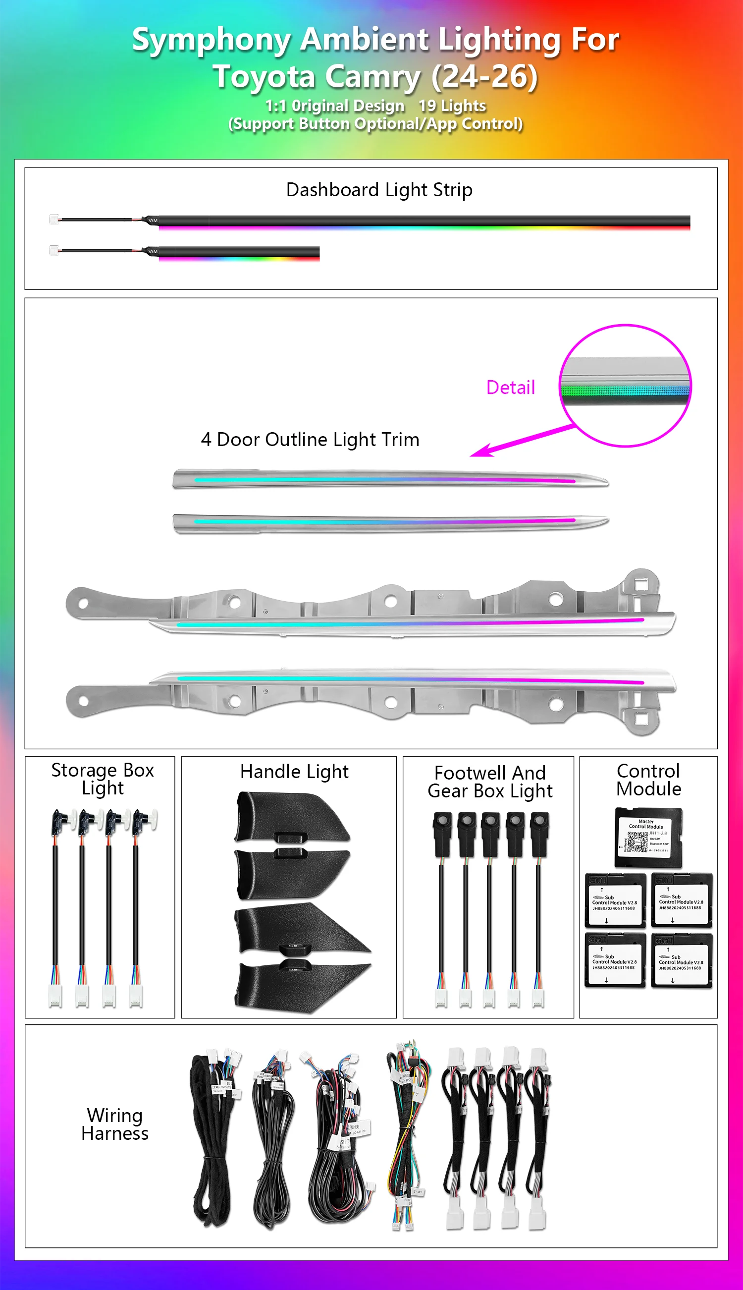 Upgraded LED car interior ambient light for Toyota Camry 2024-2026 ambient light strip decoration accessories
Upgraded LED car interior ambient light for Toyota Camry 2024-2026 ambient light strip decoration accessories