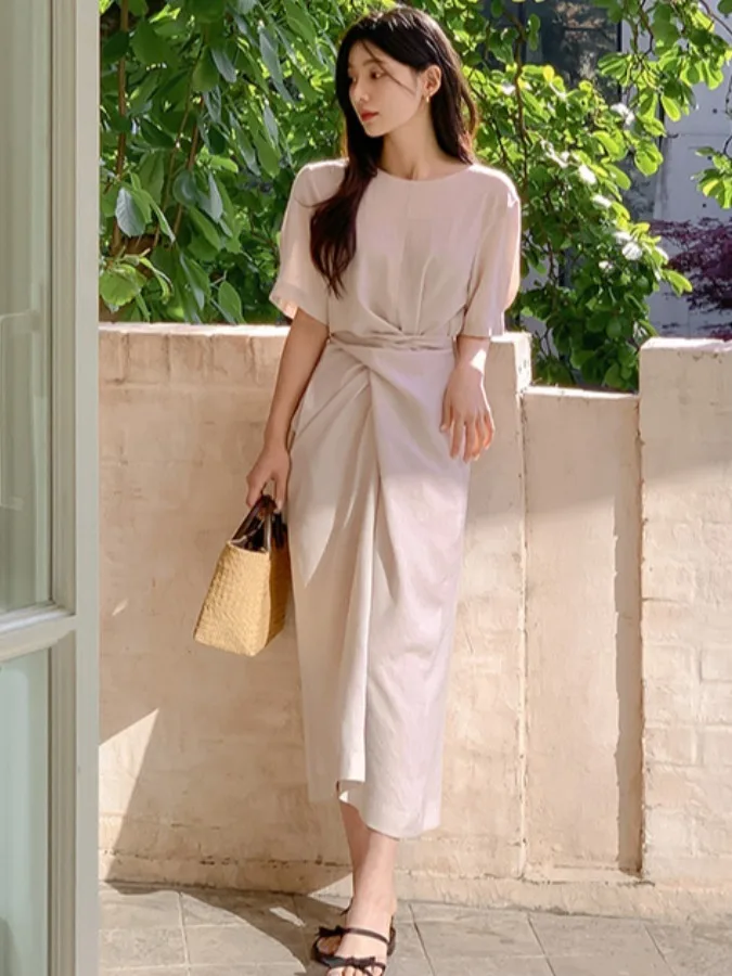 Korean Sle round Ne Sa Waist Design Loose Slimming ort Sve Long Dr Vintage Classy Split Maxi Dr Commute Wear
Korean Sle round Ne Sa Waist Design Loose Slimming ort Sve Long Dr Vintage Classy Split Maxi Dr Commute Wear