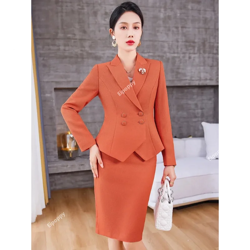2024New Formal Women Skirt Suit High-end Orange Blue Pink Double Breasted Office Lady Slim Jacket Coat Female 2 Piece Blazer Set
2024New Formal Women Skirt Suit High-end Orange Blue Pink Double Breasted Office Lady Slim Jacket Coat Female 2 Piece Blazer Set