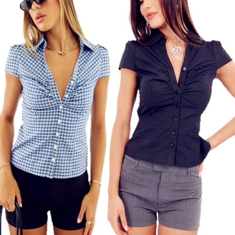 2026 New Summer Women Streetwear Outfits Casual Aesthetic Clothes Shirt Short Sleeve Y2K Button Closure Blouses Plaid Tops
2026 New Summer Women Streetwear Outfits Casual Aesthetic Clothes Shirt Short Sleeve Y2K Button Closure Blouses Plaid Tops