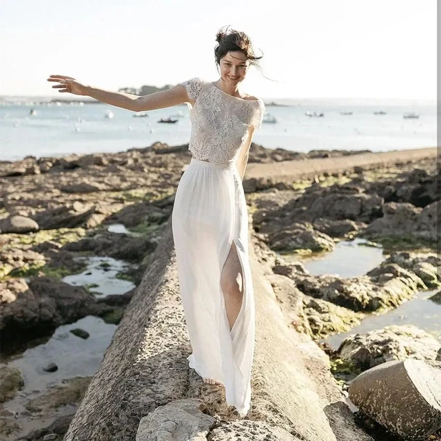 LISER Wedding Dress Boho 2024 Two Pieces 2 A-Line Chiffon Side Slit Floor Length Long Sleeve Bohemian Bridal Gowns
LISER Wedding Dress Boho 2024 Two Pieces 2 A-Line Chiffon Side Slit Floor Length Long Sleeve Bohemian Bridal Gowns