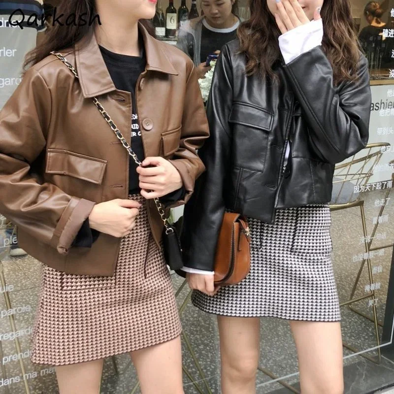 Jackets Women PU Basic Autumn Friends Stylish Retro Harajuku BF Style High Street Solid Female Korean Cropped Outwear Prevalent
Jackets Women PU Basic Autumn Friends Stylish Retro Harajuku BF Style High Street Solid Female Korean Cropped Outwear Prevalent