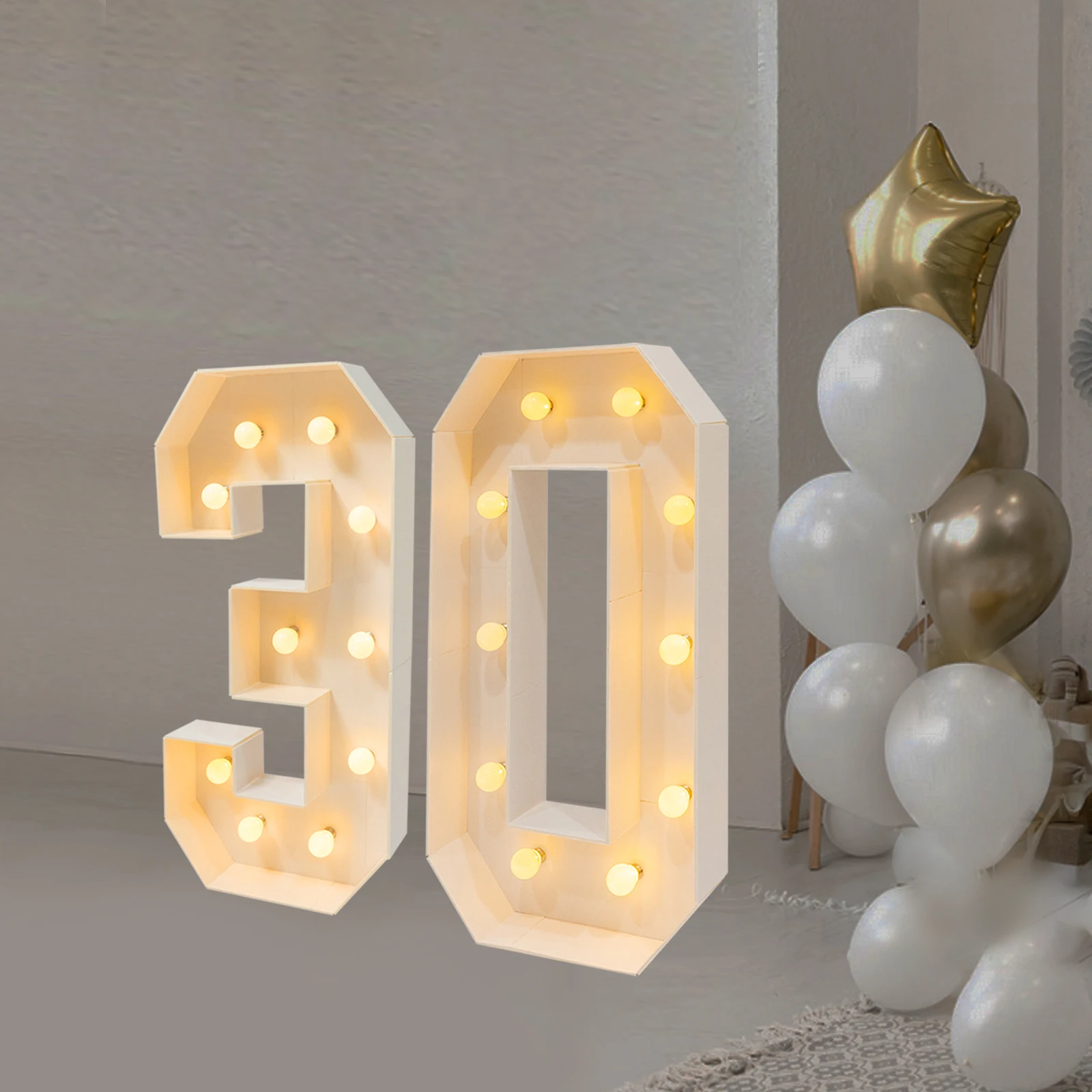 Light Up Numbers for Birthday or Anniversary, Warm LED Glow, Vintage Style 30/40/50 Numbers, Battery Powered with 20 LED Bulbs
Light Up Numbers for Birthday or Anniversary, Warm LED Glow, Vintage Style 30/40/50 Numbers, Battery Powered with 20 LED Bulbs