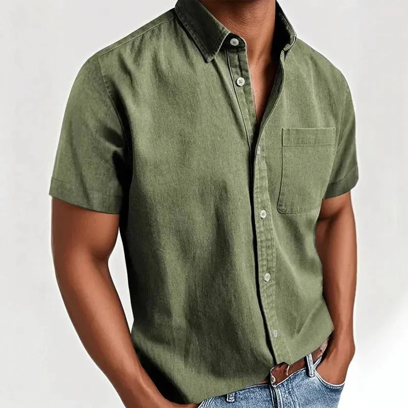 Men Clothes Shirt Spread Collar Short Sleeve Solid Color Olive Green Burgundy Khaki Chest Pocket Regular Fit Casual Shirt
Men Clothes Shirt Spread Collar Short Sleeve Solid Color Olive Green Burgundy Khaki Chest Pocket Regular Fit Casual Shirt