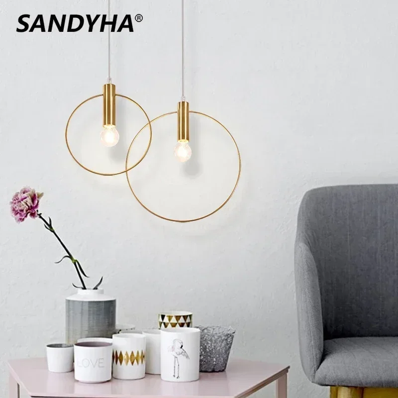 SANDYHA Modern Minimalist Golden Round Ring Chandelier Pendant Light Hanging Lamp for Bedroom Living Dining Room Bedside
SANDYHA Modern Minimalist Golden Round Ring Chandelier Pendant Light Hanging Lamp for Bedroom Living Dining Room Bedside