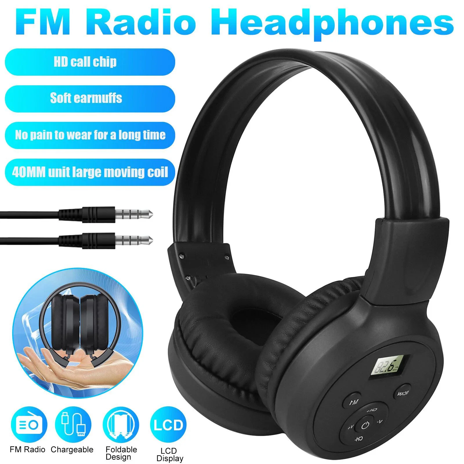 Наушники с FM-радио, перезаряжаемые, аккумулятор 400 мАч, автоматическое поиск и сохранение предустановок, для AUX, легкие, складные, для прогулок, улицы, дома
Наушники с FM-радио, перезаряжаемые, аккумулятор 400 мАч, автоматическое поиск и сохранение предустановок, для AUX, легкие, складные, для прогулок, улицы, дома