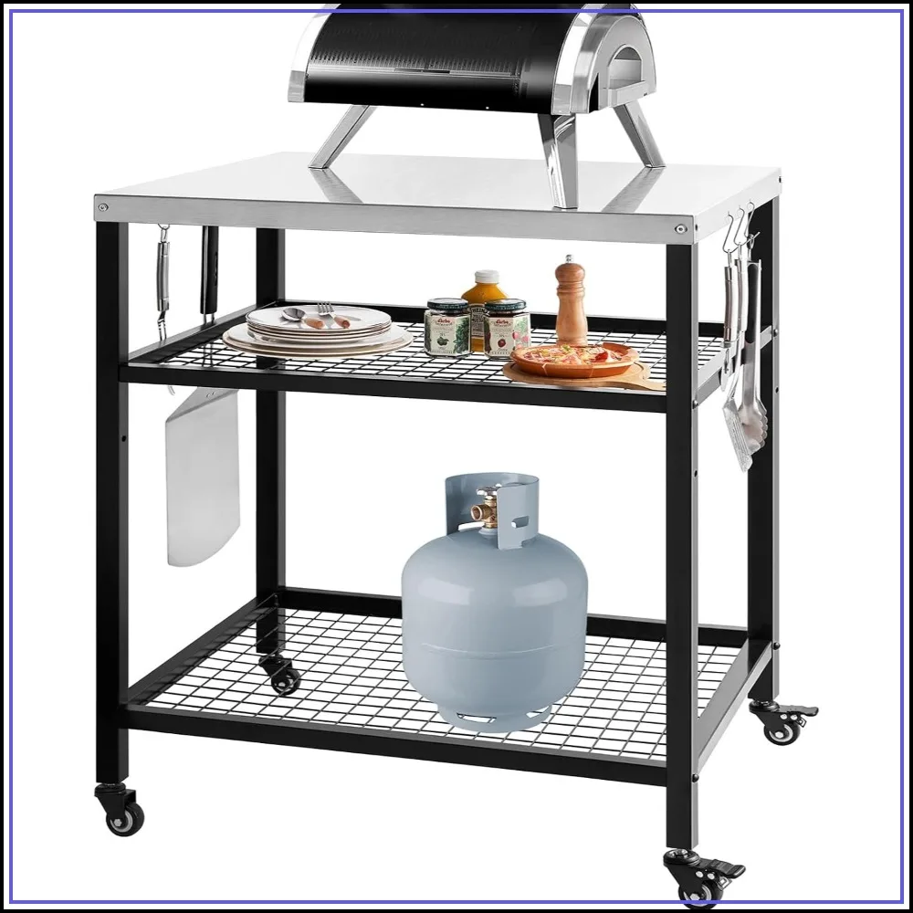 Stainless Steel Outdoor Grill Cart Pizza Oven Stand Trolley Table with Wheels Three-Shelf Movable Work Table Heavy Duty 31.5"x24"x35.5"
Stainless Steel Outdoor Grill Cart Pizza Oven Stand Trolley Table with Wheels Three-Shelf Movable Work Table Heavy Duty 31.5"x24"x35.5"