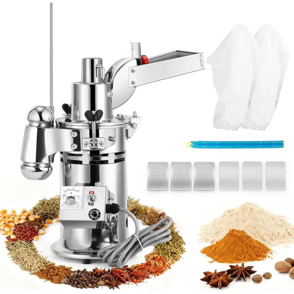 Промышленная мельница-измельчитель для трав, 1200 Вт, непрерывная подача, производительность 3-15 кг/ч, с 6 ситами, для измельчения в порошок
Промышленная мельница-измельчитель для трав, 1200 Вт, непрерывная подача, производительность 3-15 кг/ч, с 6 ситами, для измельчения в порошок