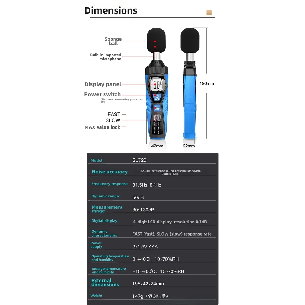 SL720 Noise Meter with 30 130dB Measurement Range and Fast Sampling Frequency Suitable for Laboratory and Field Applications
SL720 Noise Meter with 30 130dB Measurement Range and Fast Sampling Frequency Suitable for Laboratory and Field Applications
