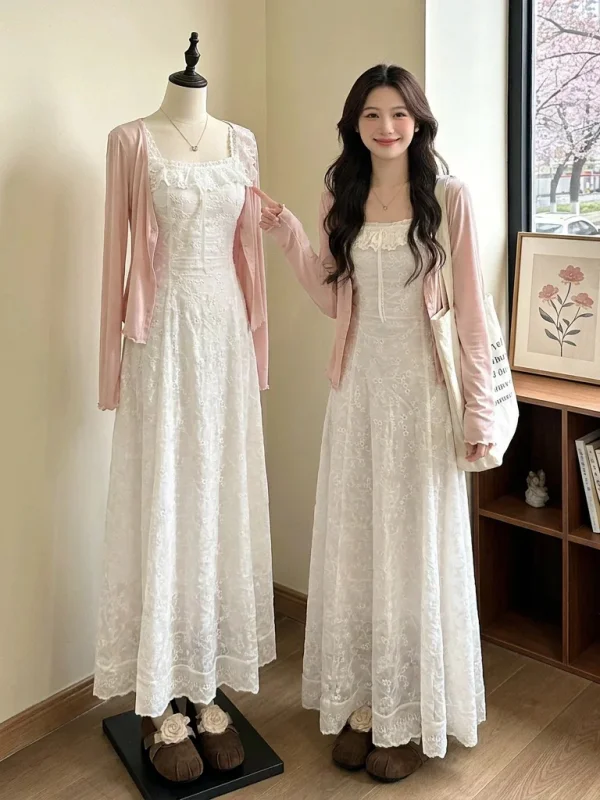 Large Size Women's Summer Fashion Set Pink Lace Dress Outerwear Cardigan Two-Piece Suit Commute Style Long Sleeve Square Collar
Large Size Women's Summer Fashion Set Pink Lace Dress Outerwear Cardigan Two-Piece Suit Commute Style Long Sleeve Square Collar