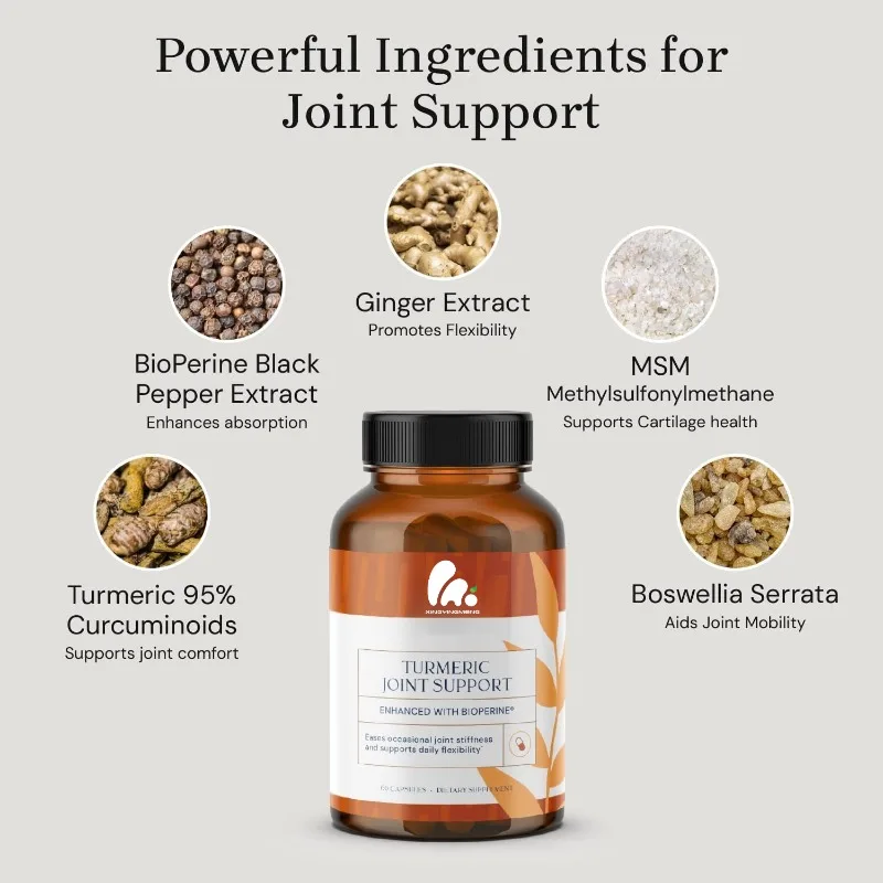 Joint support capsules containing glucosamine chondroitin MSM, turmeric, and ginger -60 capsules
Joint support capsules containing glucosamine chondroitin MSM, turmeric, and ginger -60 capsules