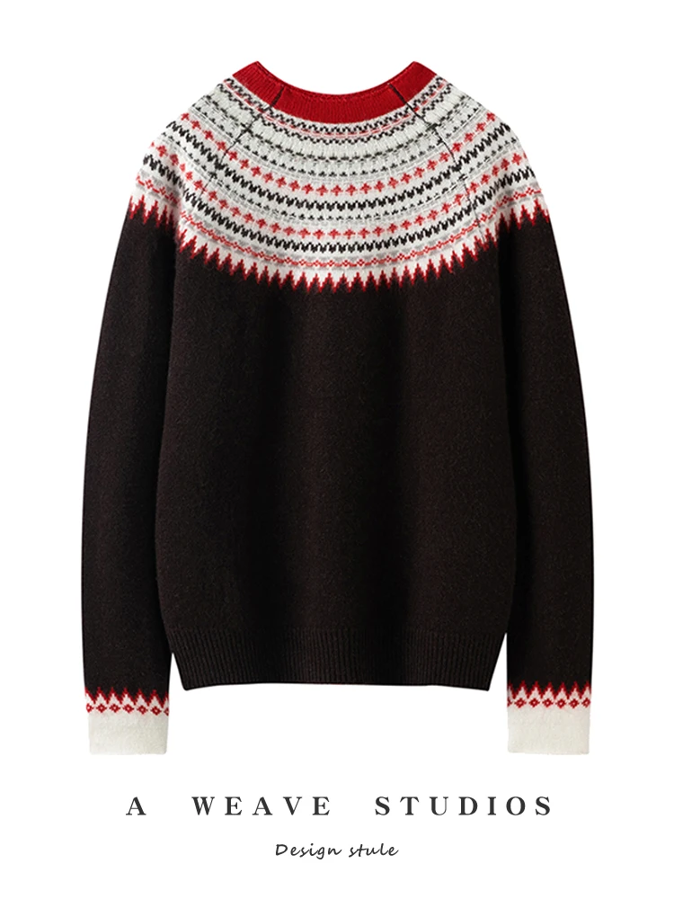 CHICUU Luxury Women's 100% Cashmere Sweater Vintage Style Jacquard Cardigan O-neck Thick Cashmere Knitted Coat Autumn Winter Top
CHICUU Luxury Women's 100% Cashmere Sweater Vintage Style Jacquard Cardigan O-neck Thick Cashmere Knitted Coat Autumn Winter Top