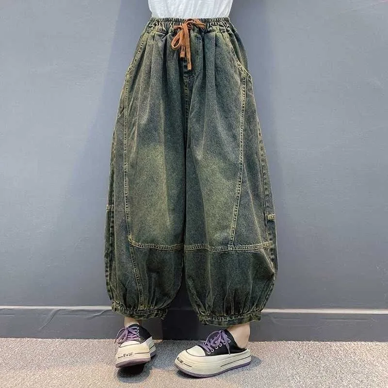 Retro Large Size Faded Denim Jeans Women's Spring Autumn plus Size Elastic Waist Slimming Loose Wide Leg Pants Versatile Nine...
Retro Large Size Faded Denim Jeans Women's Spring Autumn plus Size Elastic Waist Slimming Loose Wide Leg Pants Versatile Nine...