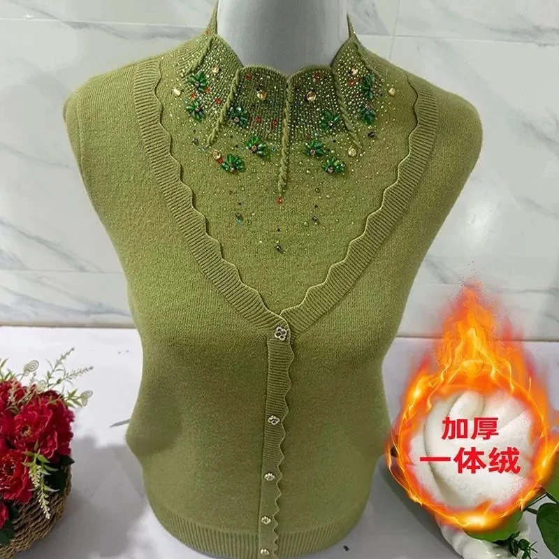 Autumn Winter Mother's Add Velvet Embroidered Sweater Warm Knitted Top Middle-aged Elderly Women Thicken Pullover Female Jumper
Autumn Winter Mother's Add Velvet Embroidered Sweater Warm Knitted Top Middle-aged Elderly Women Thicken Pullover Female Jumper