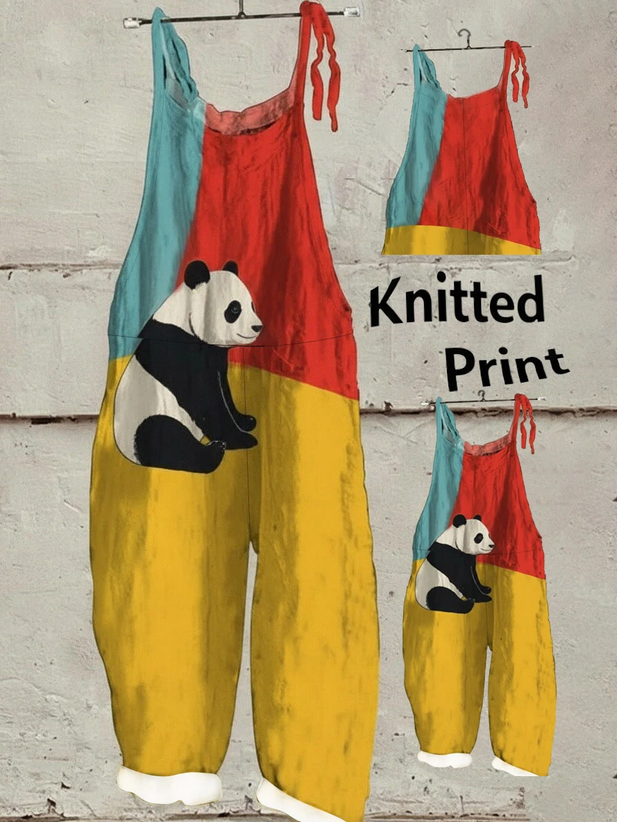 Novelty Panda Print Sling Jumpsuit Color Block Design Casual Long Overalls
Novelty Panda Print Sling Jumpsuit Color Block Design Casual Long Overalls
