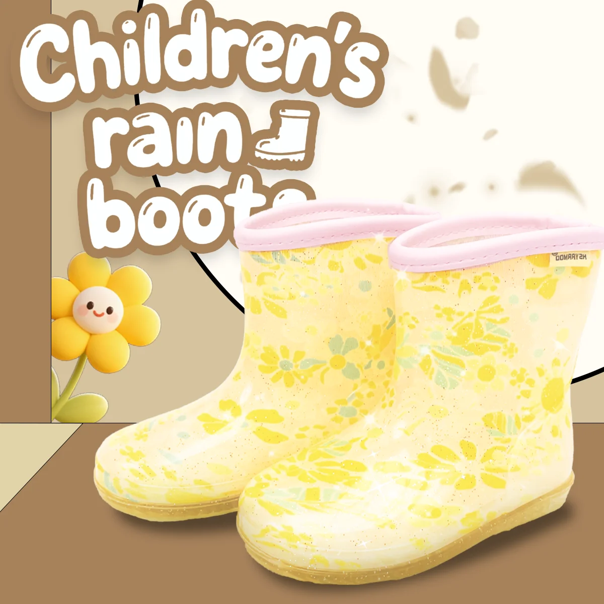 Children's Rain Boots for Baby, Non-Slip Waterproof Rubber Boots with Yellow Flower Pattern, Toddler Rain Shoes for Girls Boys
Children's Rain Boots for Baby, Non-Slip Waterproof Rubber Boots with Yellow Flower Pattern, Toddler Rain Shoes for Girls Boys