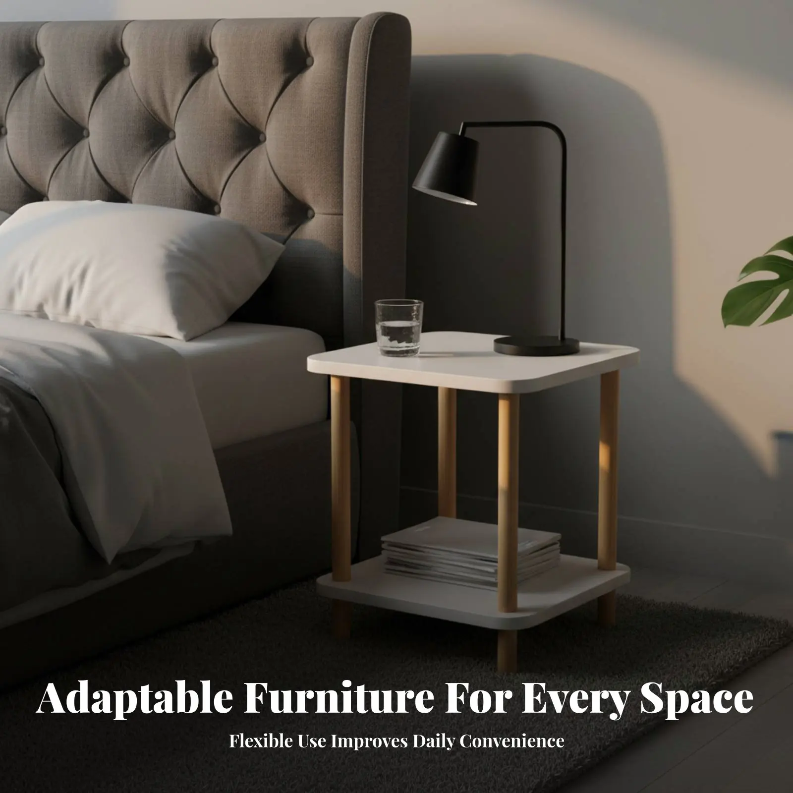 2-Tier Bedside Table Multi-Functional Narrow Bedside Table Nightstand Space-Saving Design Household Furniture No-Tools-Needed
2-Tier Bedside Table Multi-Functional Narrow Bedside Table Nightstand Space-Saving Design Household Furniture No-Tools-Needed