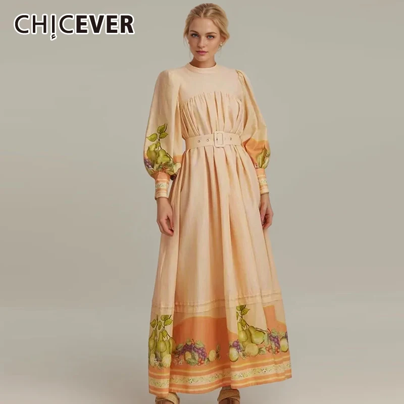 CHICEVER Hit Color Dresses For Women Stand Collar Lantern Sleeve High Waist Patchwork Belt Loose Folds Print Long Dress Female
CHICEVER Hit Color Dresses For Women Stand Collar Lantern Sleeve High Waist Patchwork Belt Loose Folds Print Long Dress Female