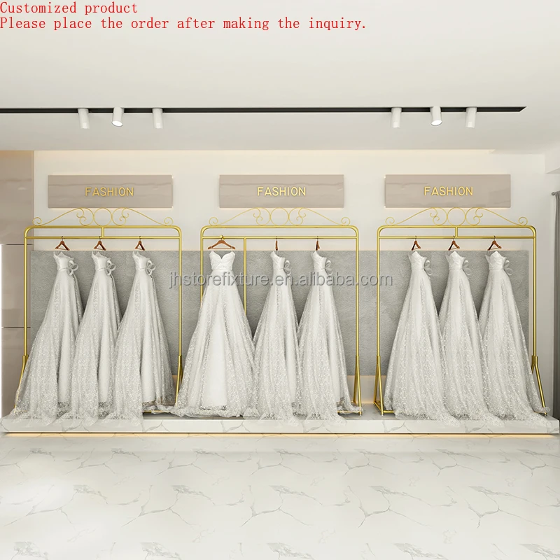 High-end Bridal Shop Landing Exhibit Gold Silver Suit Dress Wedding Dress Store Display Racks Stand
High-end Bridal Shop Landing Exhibit Gold Silver Suit Dress Wedding Dress Store Display Racks Stand