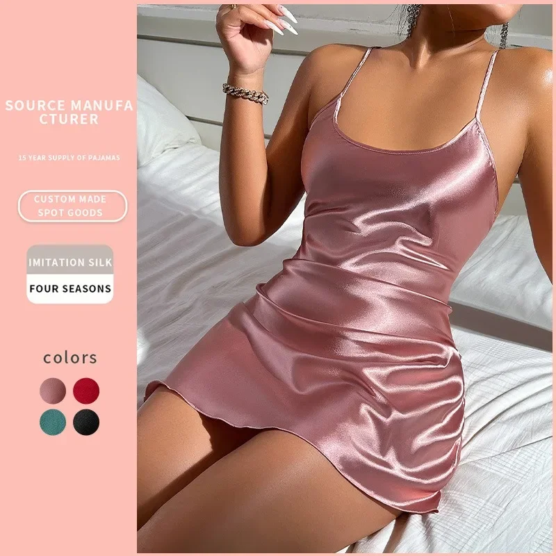 Fashion Solid Color Sexy Nightgown for Women Luxury Summer Simulation Silk Thin Dress Home Wear Sleepwear Suspenders Skirt Gift
Fashion Solid Color Sexy Nightgown for Women Luxury Summer Simulation Silk Thin Dress Home Wear Sleepwear Suspenders Skirt Gift
