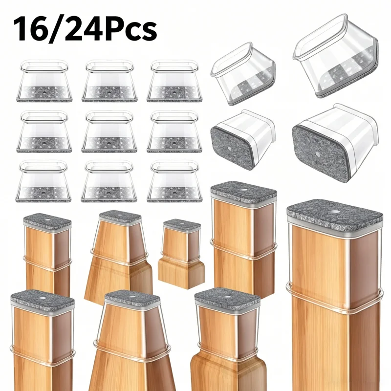 16/24PCS Chair Leg Floor Protectors Silicone Rectangle Pads Covers for Hardwood Floors Furniture Non-Slip Floor Protection Mats
16/24PCS Chair Leg Floor Protectors Silicone Rectangle Pads Covers for Hardwood Floors Furniture Non-Slip Floor Protection Mats