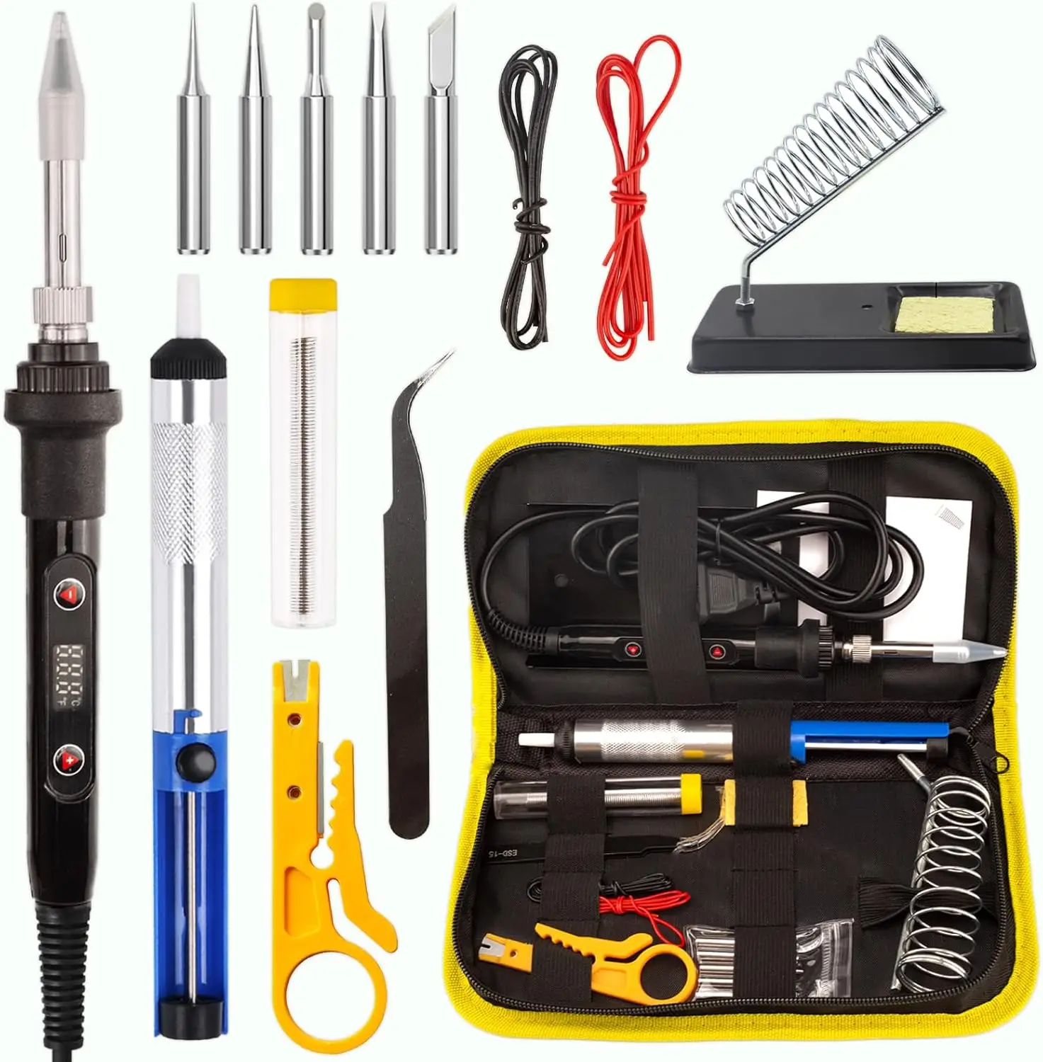 80W LCD Digital Soldering Iron Kit with 5 Tips, Desoldering Pump, Stand – Fast Heating, Adjustable Temp for Electronics Repair
80W LCD Digital Soldering Iron Kit with 5 Tips, Desoldering Pump, Stand – Fast Heating, Adjustable Temp for Electronics Repair