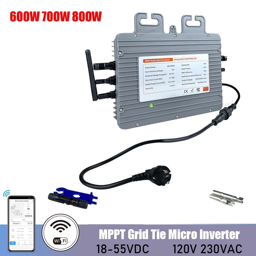 Micro Inverter MPPT for Solar PV Grid Tie System 600W 700W 800W DC18V-55V Solar Input AC120V 230V Out
Micro Inverter MPPT for Solar PV Grid Tie System 600W 700W 800W DC18V-55V Solar Input AC120V 230V Out
