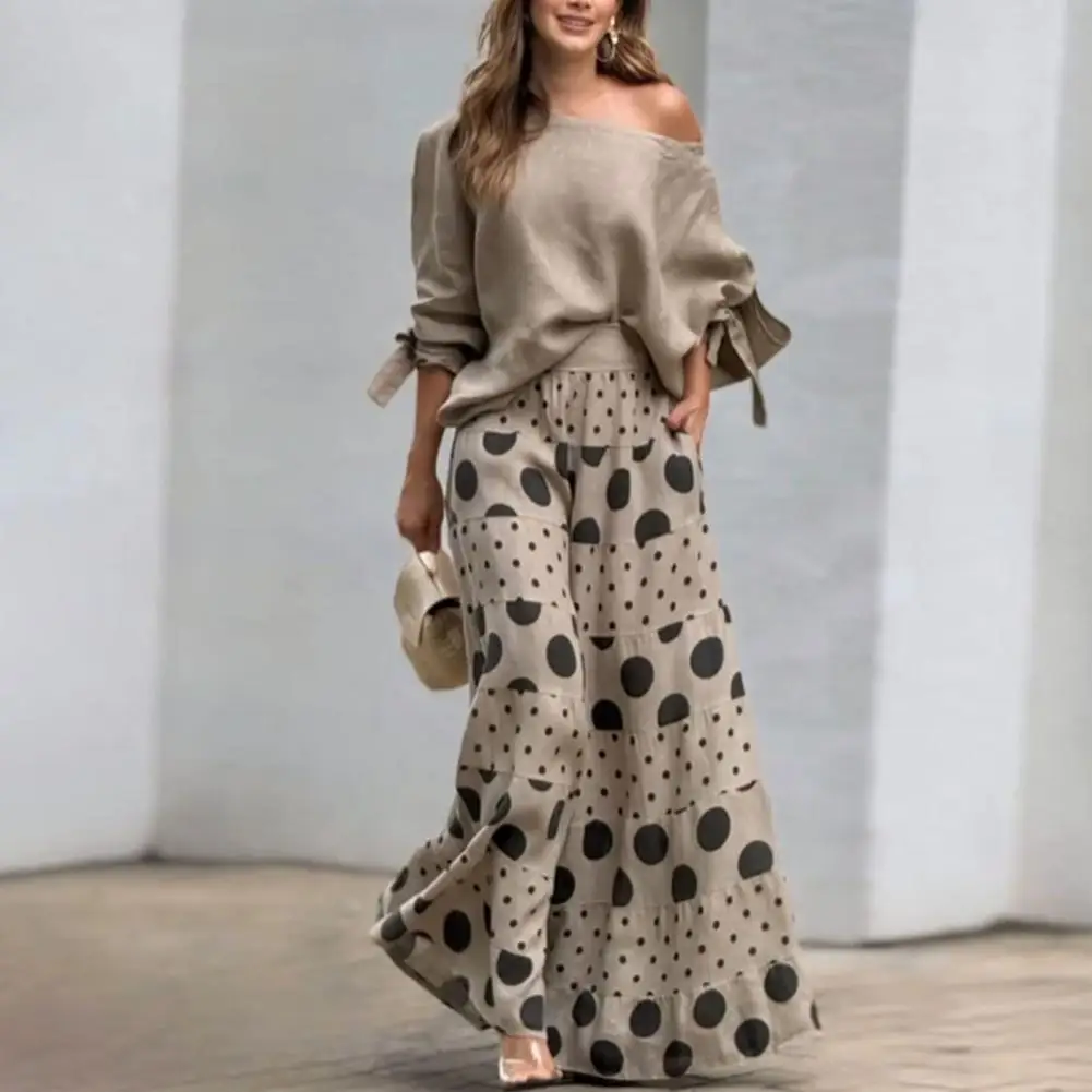 2 Pcs/Set Women T-shirt Pants Set Slant Neck One Shoulder Long Sleeve Bow Cuff Top Loose Printed Long Trousers Dating Outfit
2 Pcs/Set Women T-shirt Pants Set Slant Neck One Shoulder Long Sleeve Bow Cuff Top Loose Printed Long Trousers Dating Outfit