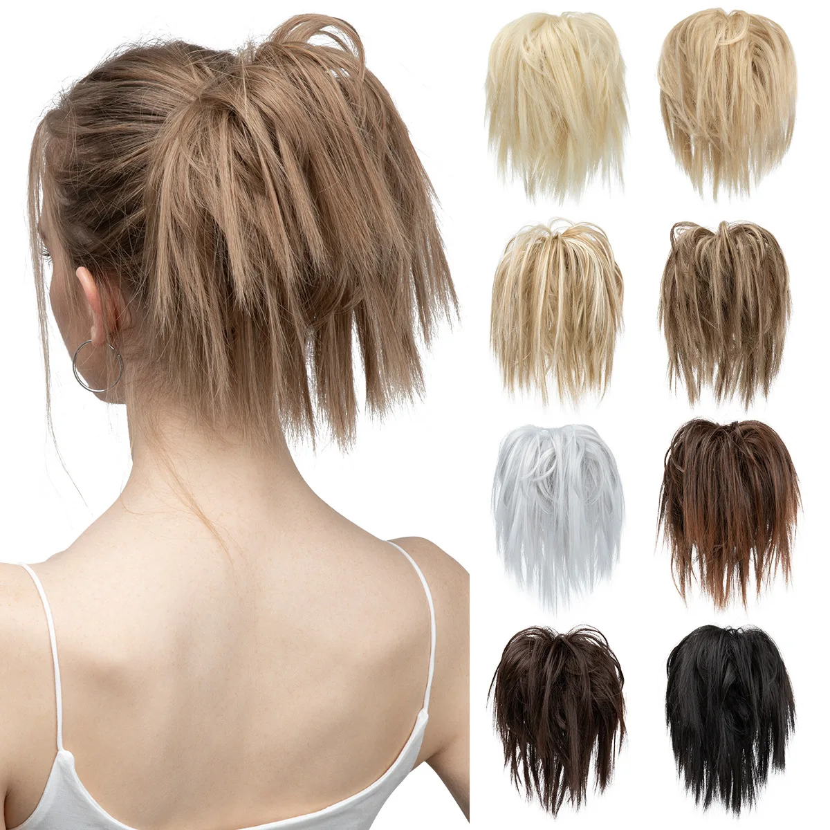 ladies' messy bun hair extensions, synthetic hair clips that increase hair volume, loose and natural hair clips hair accessories
ladies' messy bun hair extensions, synthetic hair clips that increase hair volume, loose and natural hair clips hair accessories