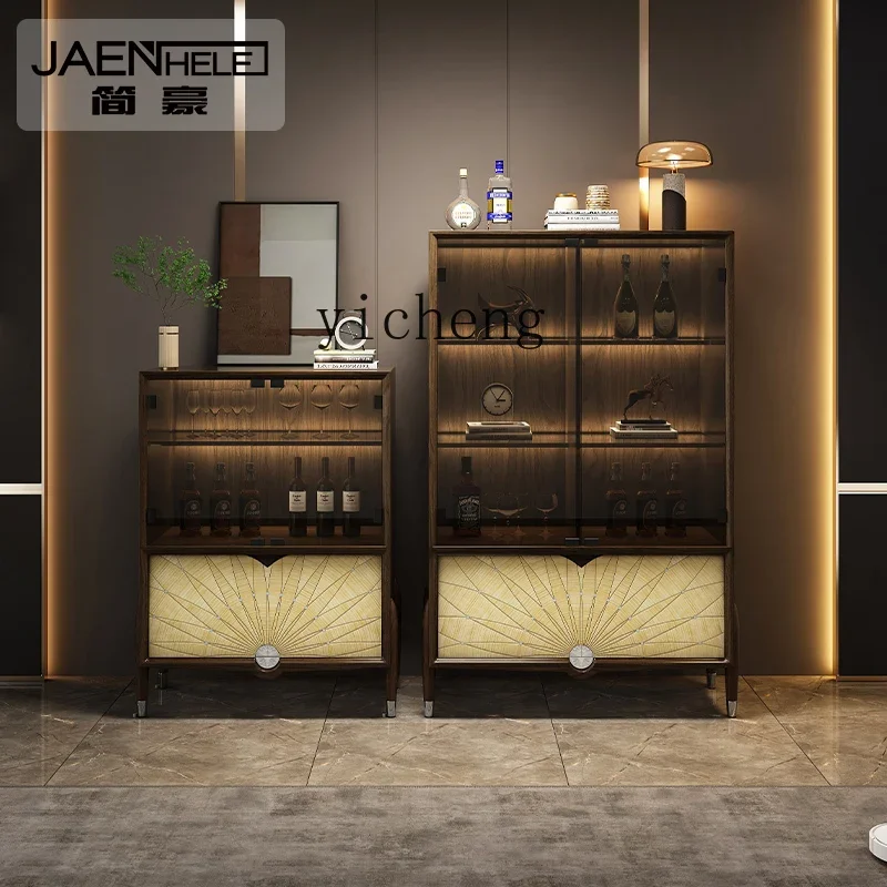 GZ solid wood light luxury wine cabinet black walnut glass door figure display cabinet
GZ solid wood light luxury wine cabinet black walnut glass door figure display cabinet