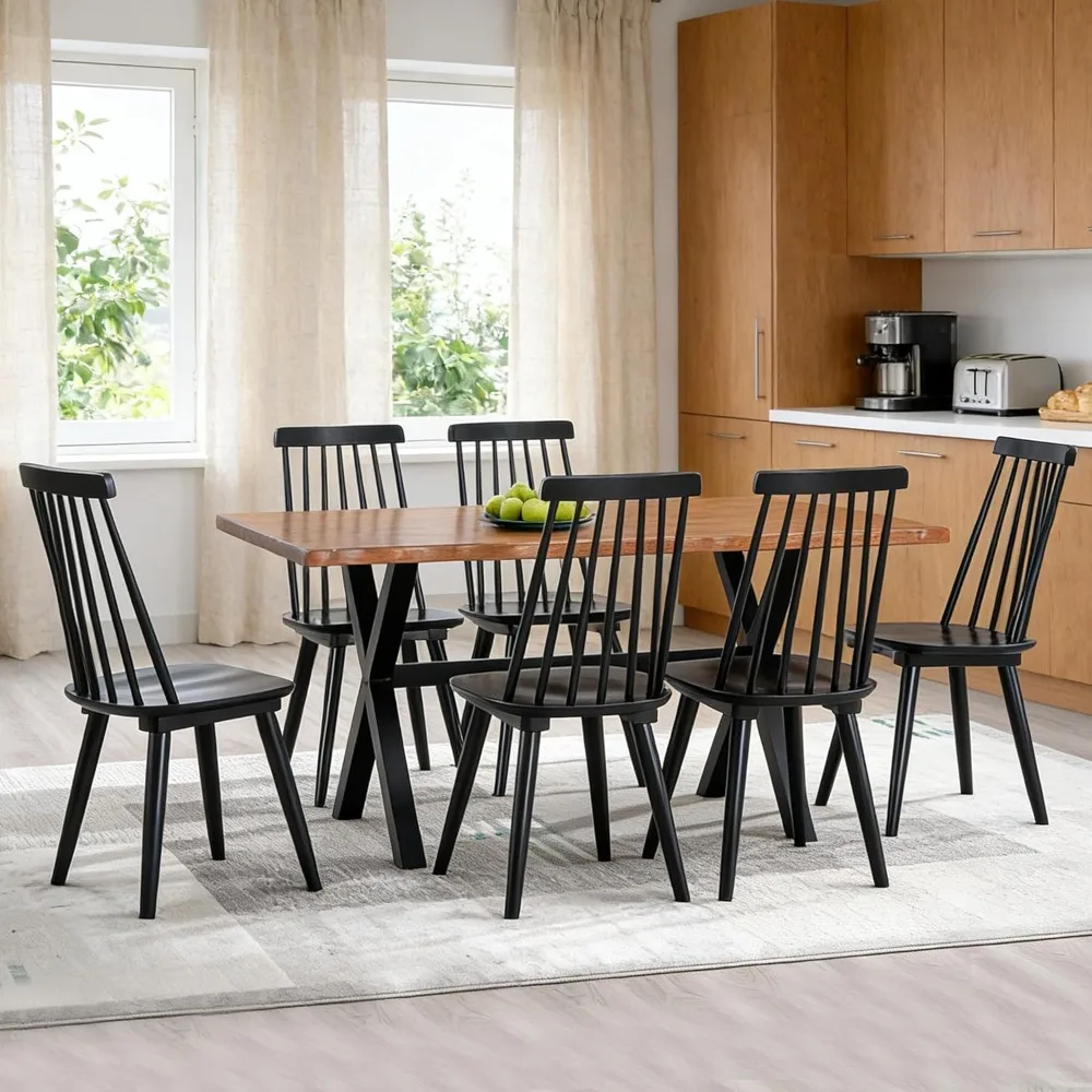 Wooden Dining Chairs Set of 6, Wood Dining Room Chair Black Spindle Side Kitchen Room Country Farmhouse Chairs
Wooden Dining Chairs Set of 6, Wood Dining Room Chair Black Spindle Side Kitchen Room Country Farmhouse Chairs