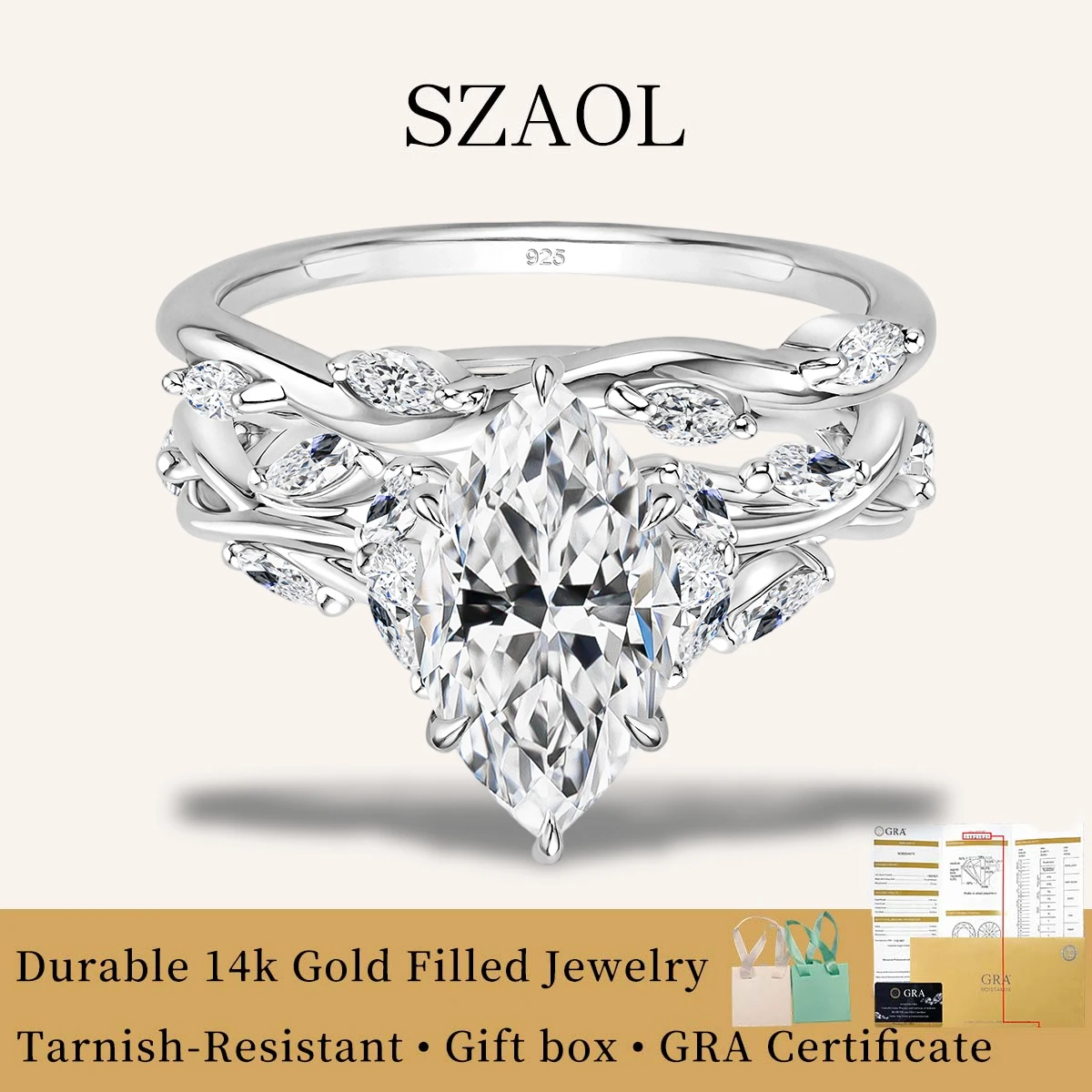 Luxury Quality 14K Gold Filled 3CT Marquise Cut Moissanite Wedding Ring D Color Certified Silver 925 Anniversary Jewelry for her
Luxury Quality 14K Gold Filled 3CT Marquise Cut Moissanite Wedding Ring D Color Certified Silver 925 Anniversary Jewelry for her
