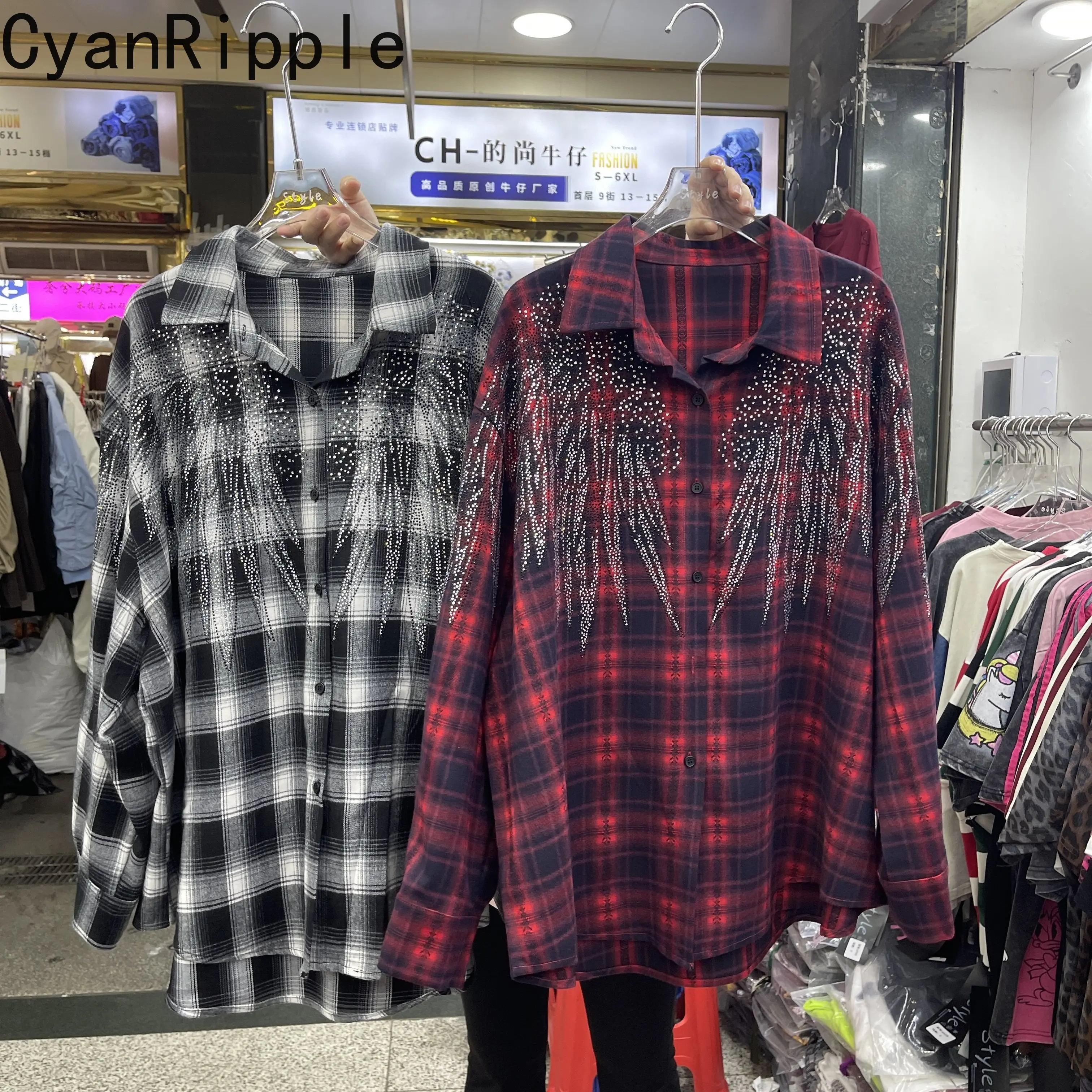 Vintage Classic Grid New Spring Autumn Loose Cardigans Top Luxury Hot Diamonds Wings Oversize Mid-long Long Sleeve Female Shirts
Vintage Classic Grid New Spring Autumn Loose Cardigans Top Luxury Hot Diamonds Wings Oversize Mid-long Long Sleeve Female Shirts