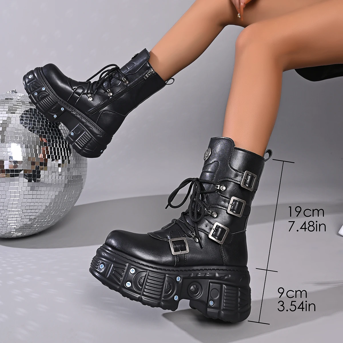 Metal Platform Middle Tube 2026 New Dark Punk Increased Hight Booties Lace-up Female Zipper Girl Motorcycle Boots Women Shoes
Metal Platform Middle Tube 2026 New Dark Punk Increased Hight Booties Lace-up Female Zipper Girl Motorcycle Boots Women Shoes
