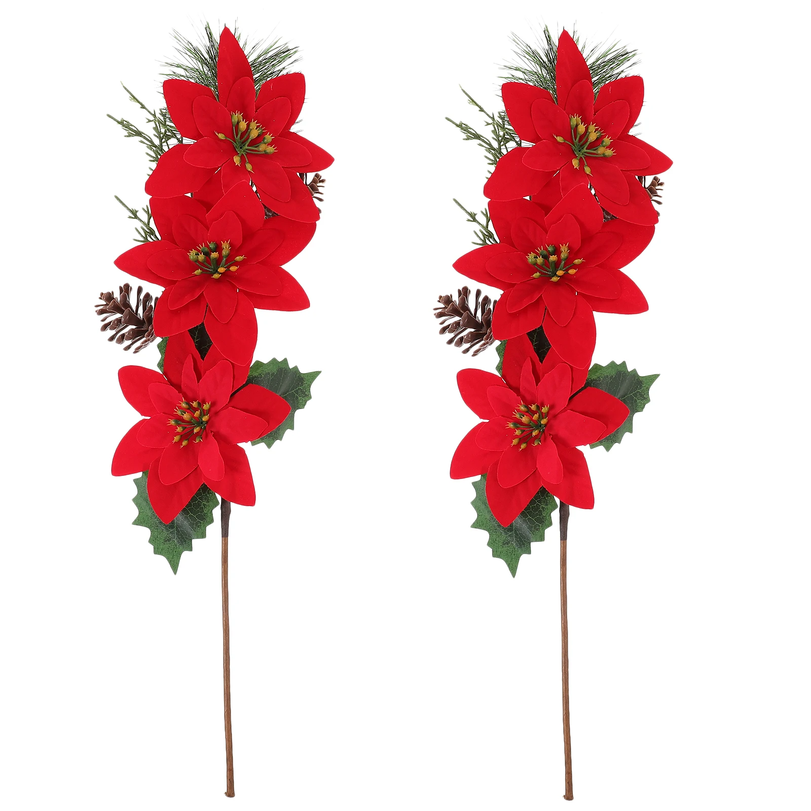 2 Pcs Christmas Poinsettia Stems Red Artificial Flowers Home Decor Xmas Tree nament Festive Party DIY
2 Pcs Christmas Poinsettia Stems Red Artificial Flowers Home Decor Xmas Tree nament Festive Party DIY