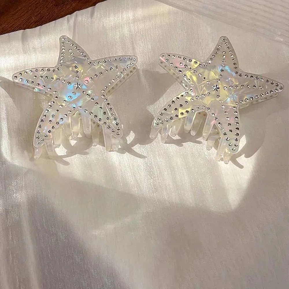 Rhinestone-inlay Starfish Hair Claw Headwear Large Colorful White Shark Clip Five Pointed Star Waterproof Acetic Acid Hair Claw
Rhinestone-inlay Starfish Hair Claw Headwear Large Colorful White Shark Clip Five Pointed Star Waterproof Acetic Acid Hair Claw