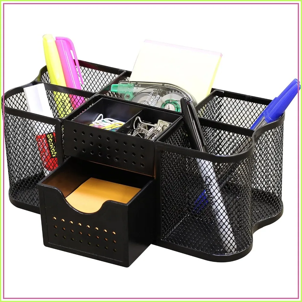 Desk Organizer Pen Holder with Drawer, Mesh Office Caddy Storage, Black
Desk Organizer Pen Holder with Drawer, Mesh Office Caddy Storage, Black