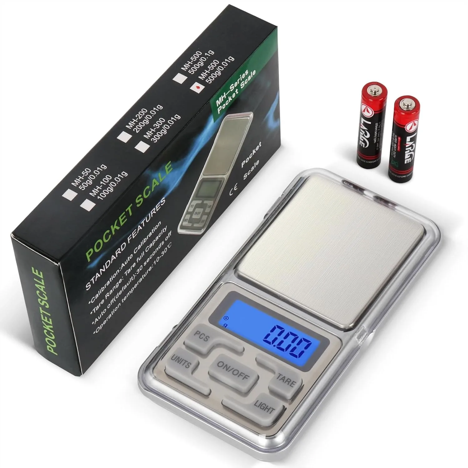 Compact Digital Pocket Scale 500g 0.01g Accuracy Stainless Steel Platform With LCD Display For Food Jewelry Weighing Cooking Baking Coffee
Compact Digital Pocket Scale 500g 0.01g Accuracy Stainless Steel Platform With LCD Display For Food Jewelry Weighing Cooking Baking Coffee