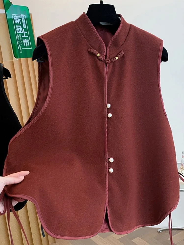 Retro Chinese Style Vest Women's Spring Outerwear Shoulder Padless Sleeveless Stand Collar Woolen Vest Gentle Fashionable Top
Retro Chinese Style Vest Women's Spring Outerwear Shoulder Padless Sleeveless Stand Collar Woolen Vest Gentle Fashionable Top