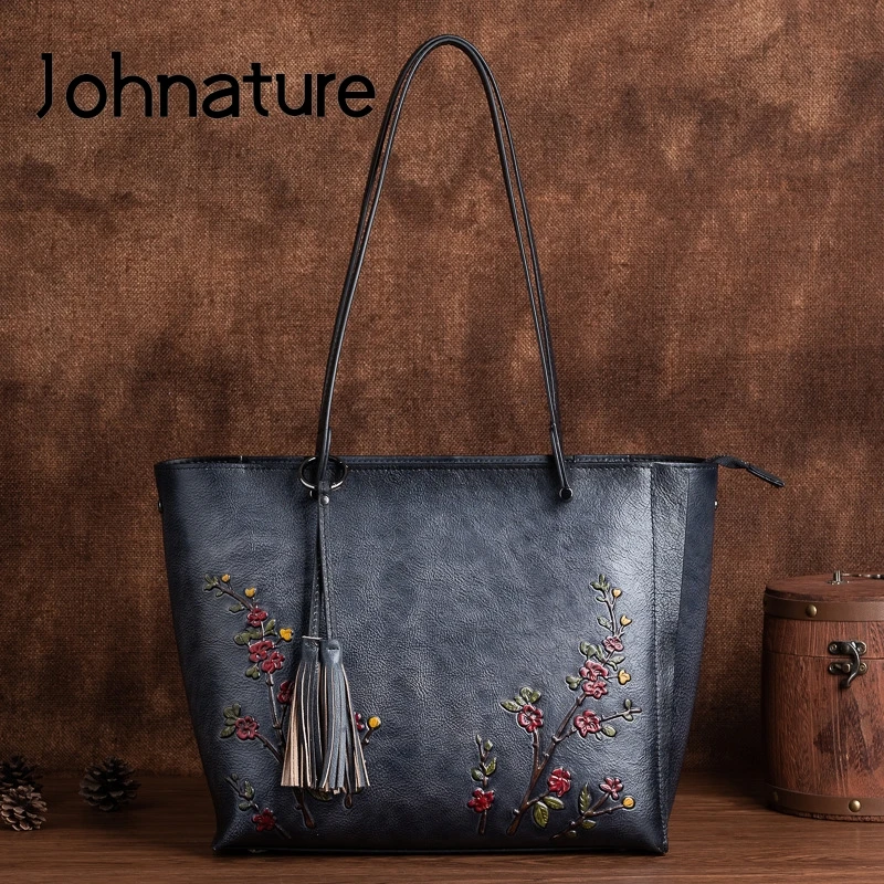 Johnature Genuine Leather Women Bag Large Capacity Casual Tote 2024 New Vintage Embossed First Layer Cowhide Female Handbag
Johnature Genuine Leather Women Bag Large Capacity Casual Tote 2024 New Vintage Embossed First Layer Cowhide Female Handbag