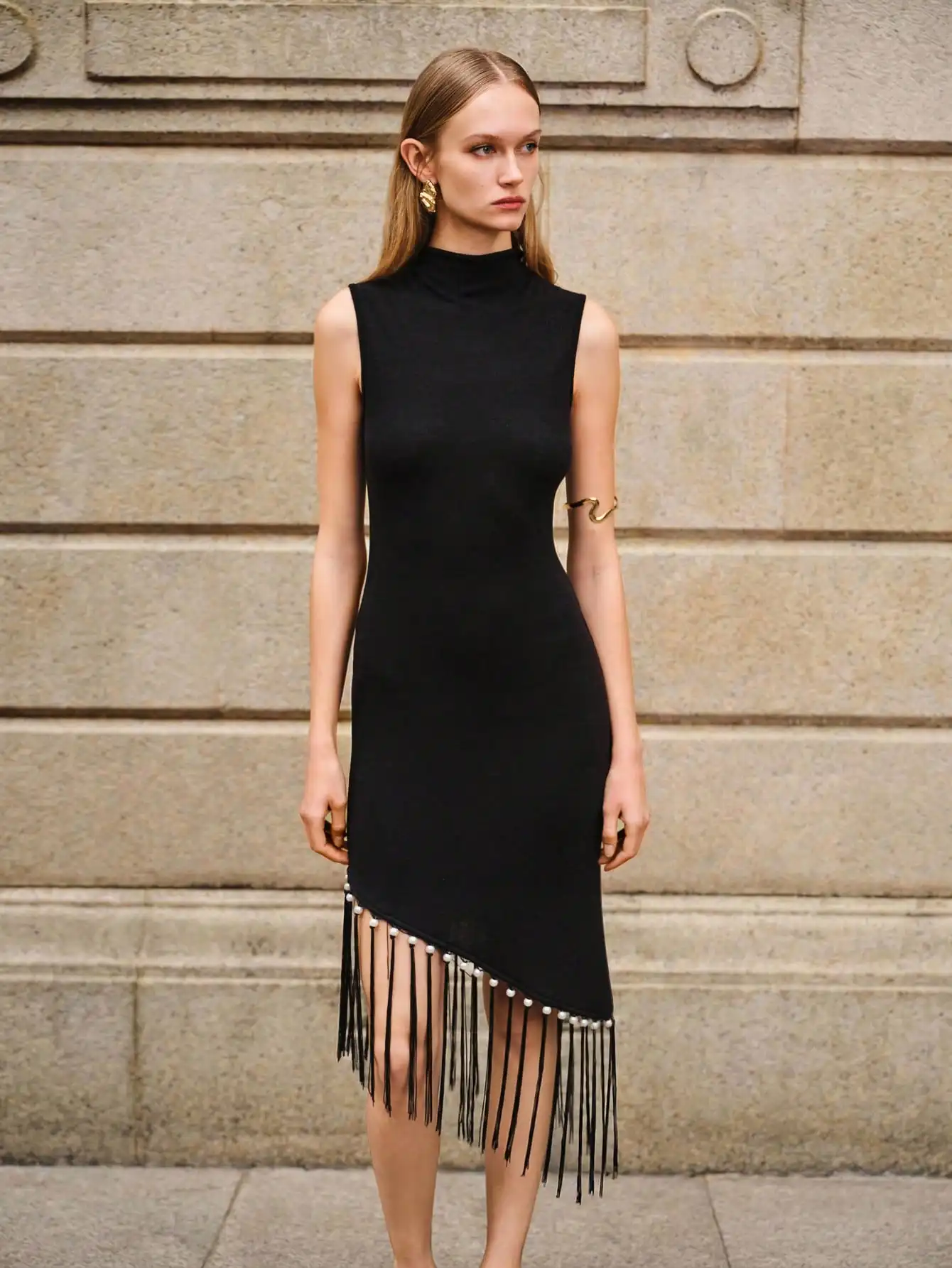 Zebra Jacquard Knit Midi Dress With Collar, Short Sleeves, Asymmetrical Fringe Hem For Women
Zebra Jacquard Knit Midi Dress With Collar, Short Sleeves, Asymmetrical Fringe Hem For Women
