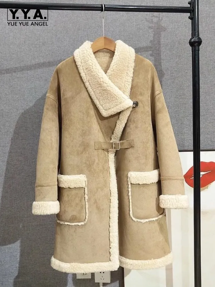 Зимнее пальто из 100% шерсти, женское теплое пальто с отложным воротником, свободная посадка средней длины, женское пальто из искусственной замши, модная куртка для стрижки овец
Зимнее пальто из 100% шерсти, женское теплое пальто с отложным воротником, свободная посадка средней длины, женское пальто из искусственной замши, модная куртка для стрижки овец