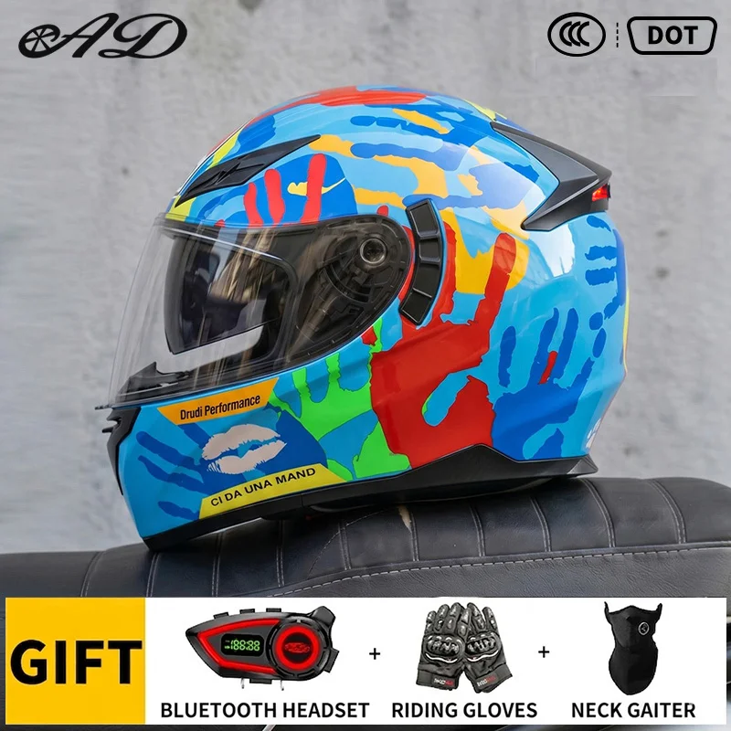Factory Wholesale DOT Motorcycle Helmets Dual Lens Helmet with Bluetooth Glove Three Piece Set Cycling ABS Safety AD Helmet
Factory Wholesale DOT Motorcycle Helmets Dual Lens Helmet with Bluetooth Glove Three Piece Set Cycling ABS Safety AD Helmet