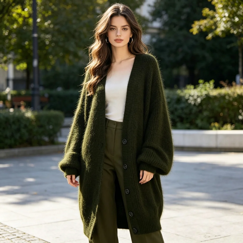Oversized Long Angora Rabbit Hair Cardigan Women V-Neck Knit Coat Fluffy Warm Winter Casual Outerwear
Oversized Long Angora Rabbit Hair Cardigan Women V-Neck Knit Coat Fluffy Warm Winter Casual Outerwear
