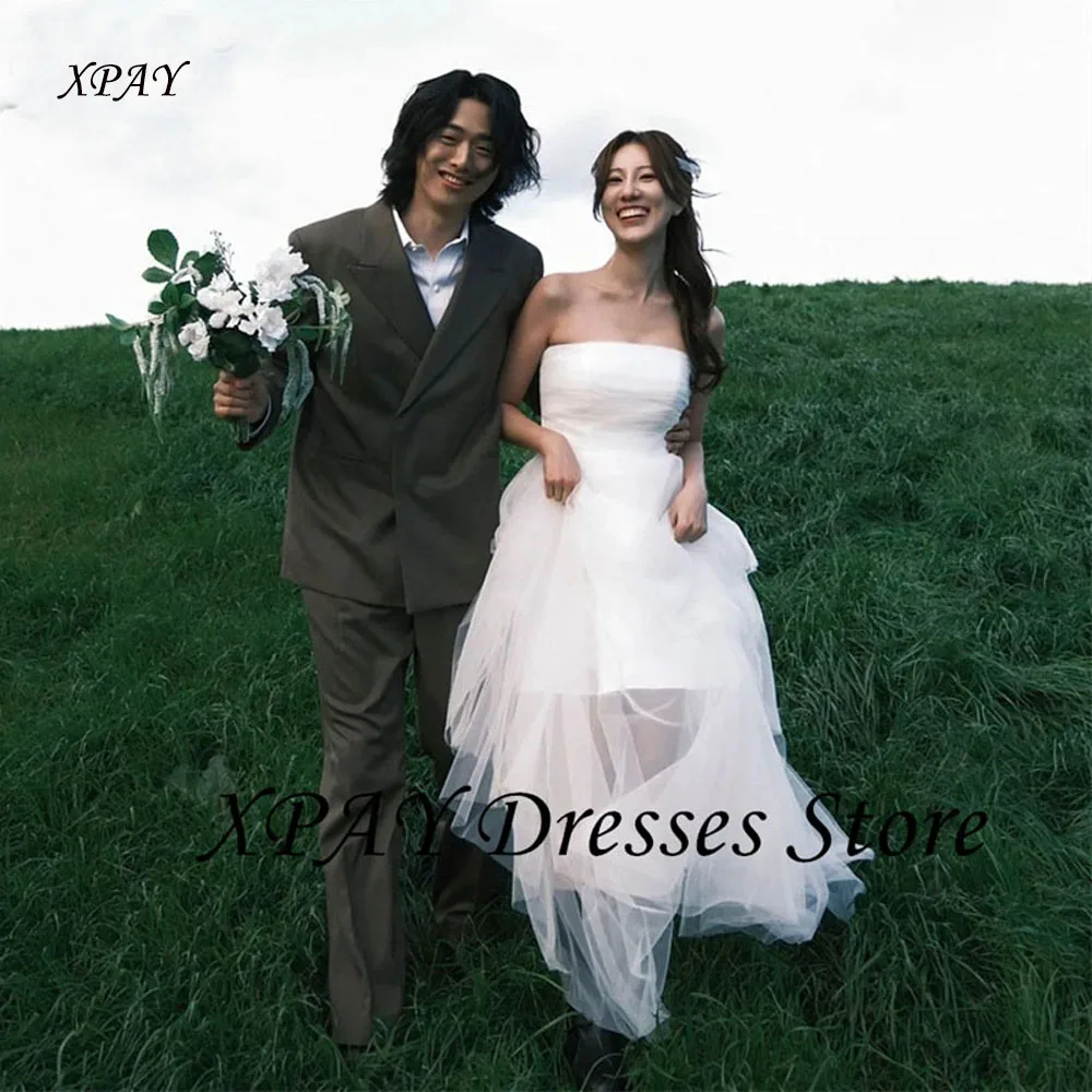 XPAY 2025 Simple Tulle Strapless Korea Wedding Dresses Customized Photos Shoot White A Line Corset Back Bridal Gown
XPAY 2025 Simple Tulle Strapless Korea Wedding Dresses Customized Photos Shoot White A Line Corset Back Bridal Gown