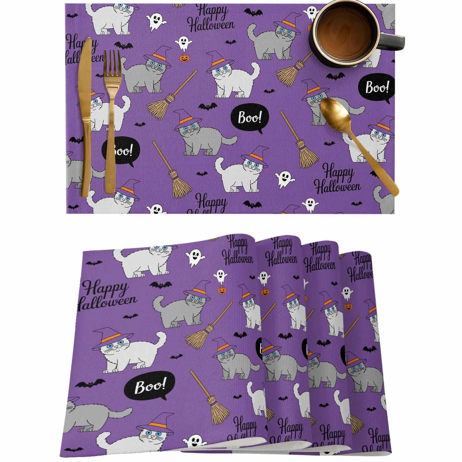 4/6 Pcs Halloween Witch Cat Broom Party Placemat Wedding Party Dining Decor Linen Table Mat Kitchen Accessories
4/6 Pcs Halloween Witch Cat Broom Party Placemat Wedding Party Dining Decor Linen Table Mat Kitchen Accessories