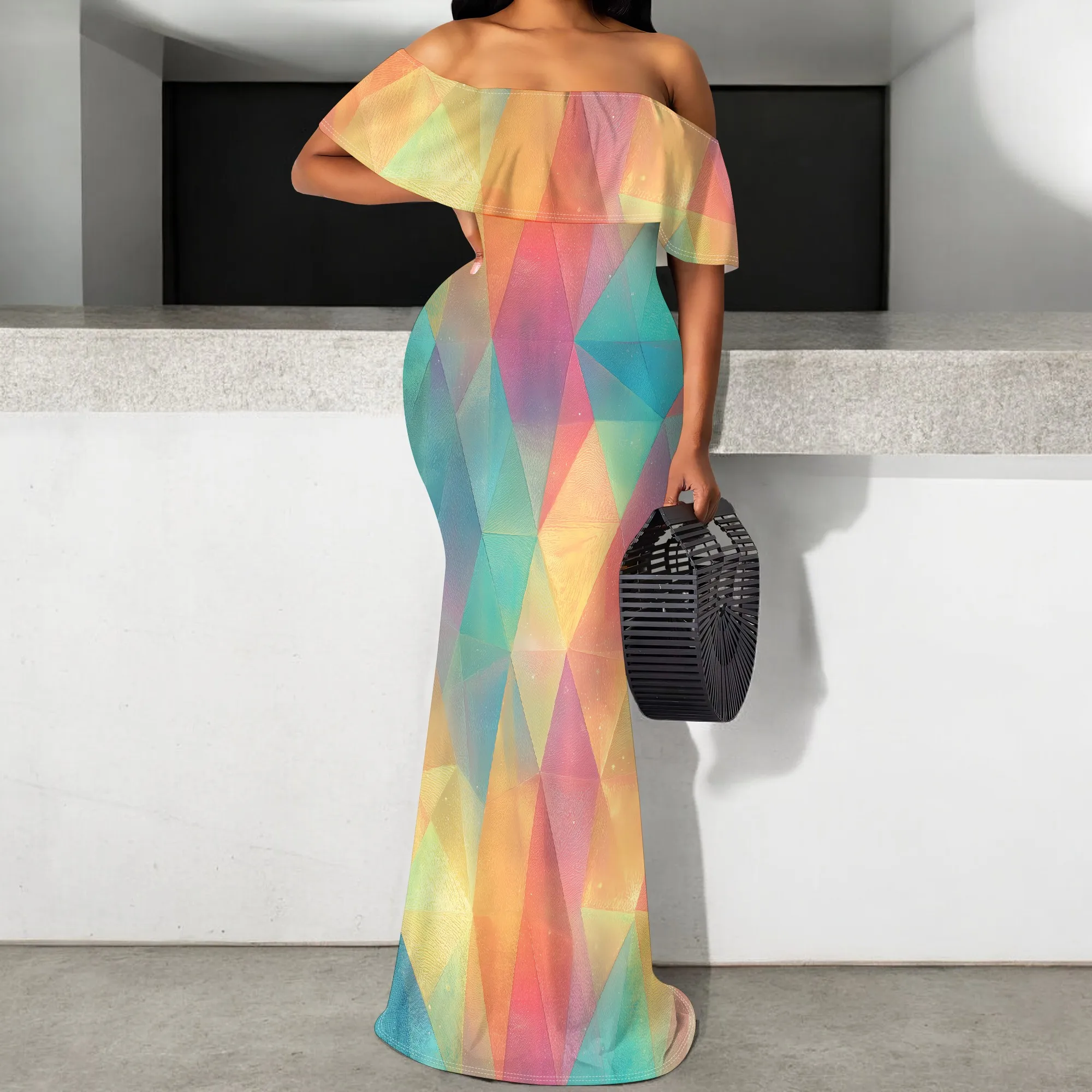 Women's Off Shoulder Maxi Dress S-3XL Geometric Rainbow Print Summer Pride Party Bodycon Gown
Women's Off Shoulder Maxi Dress S-3XL Geometric Rainbow Print Summer Pride Party Bodycon Gown