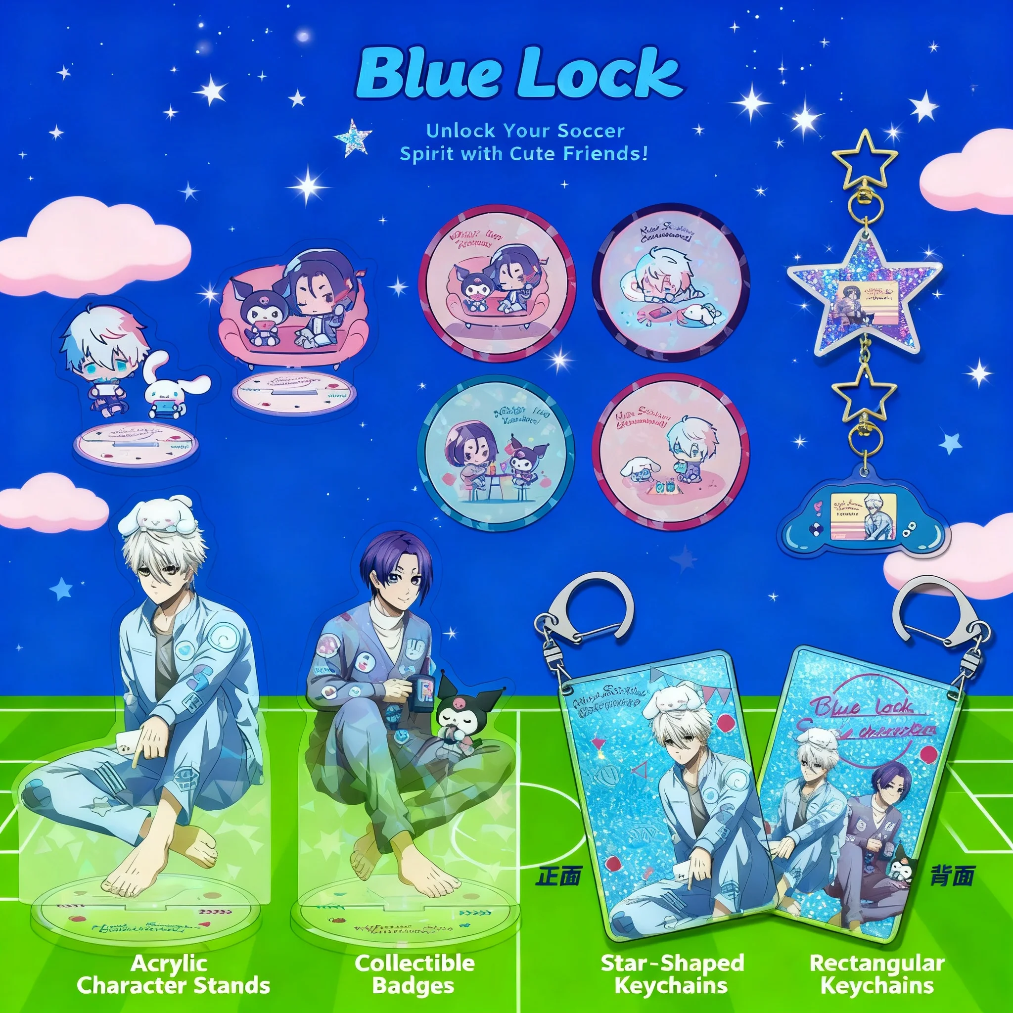 Набор коллекционных сувениров Blue Lock Sanrio: многослойный акриловый брелок-подставка и жестяной значок — аниме-мерч для фанатов
Набор коллекционных сувениров Blue Lock Sanrio: многослойный акриловый брелок-подставка и жестяной значок — аниме-мерч для фанатов