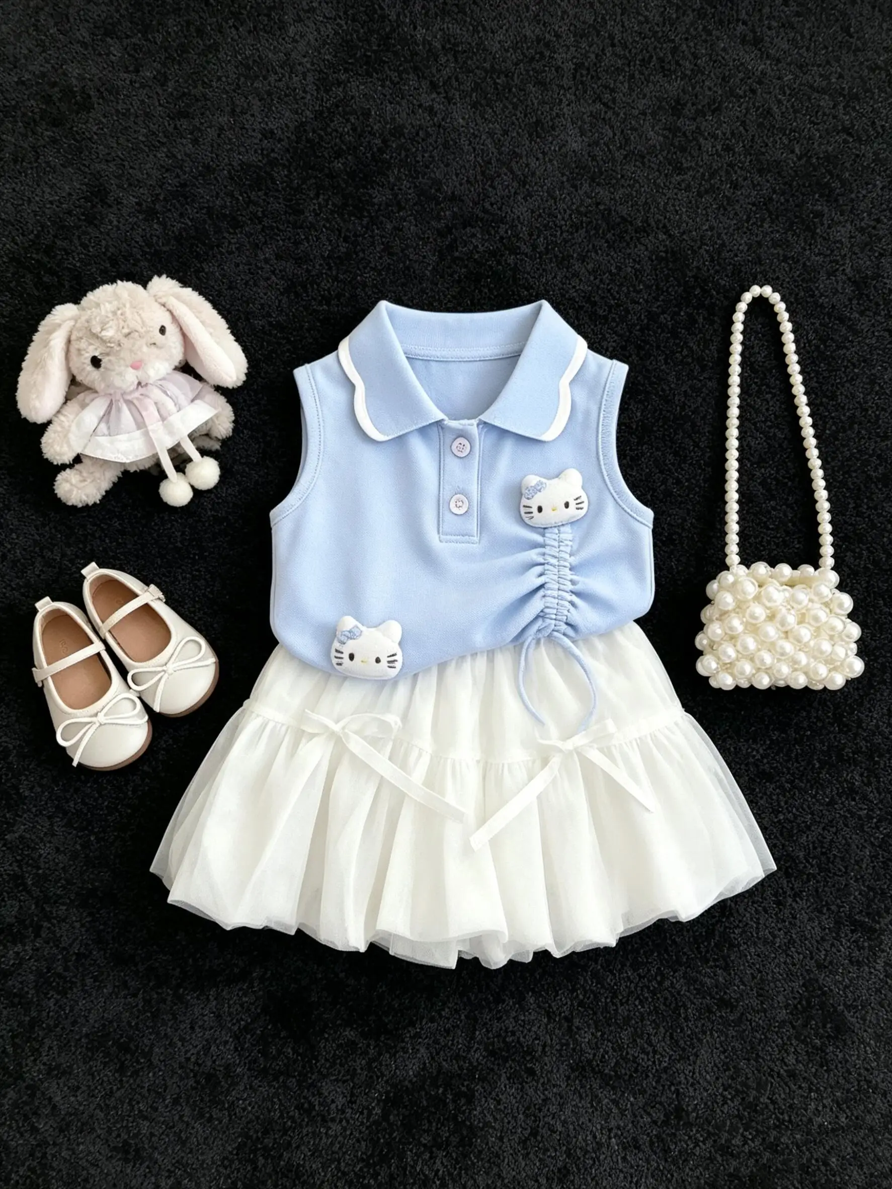 Sweet Print Neck Two-Piece Set for Girls Summer Fashionable Short Skirt And Top Outfit with Bow Detail Short Sleeve
Sweet Print Neck Two-Piece Set for Girls Summer Fashionable Short Skirt And Top Outfit with Bow Detail Short Sleeve